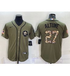 Men Houston Astros 27 Jose Altuve Olive Salute To Service Cool Base Stitched Jersey Men Houston Astros 27 Jose Altuve Olive Salute To Service Cool Base Stitched Jersey