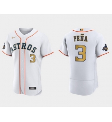 Men Houston Astros 3 Jeremy Pe F1a White 2023 Gold Collection With World Serise Champions Patch Stitched Baseball Jersey Men Houston Astros 3 Jeremy Pe F1a White 2023 Gold Collection With World Serise Champions Patch Stitched Baseball Jersey