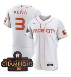Men Houston Astros 3 Jeremy Pe F1a White With 2022 World Serise Champions Patch Stitched Baseball Jersey Men Houston Astros 3 Jeremy Pe F1a White With 2022 World Serise Champions Patch Stitched Baseball Jersey