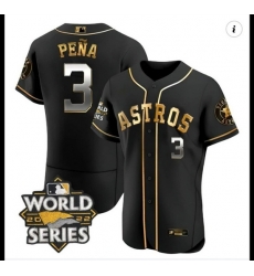 Men Houston Astros 3 Jeremy Pena Black Gold 2022 World Series Patch Jersey Men Houston Astros 3 Jeremy Pena Black Gold 2022 World Series Patch Jersey
