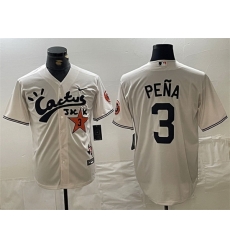 Men Houston Astros 3 Jeremy Pena Cream Cactus Jack Vapor Premier Limited Stitched Baseball Jersey Men Houston Astros 3 Jeremy Pena Cream Cactus Jack Vapor Premier Limited Stitched Baseball Jersey