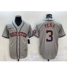 Men Houston Astros 3 Jeremy Pena Grey With Patch Cool Base Stitched Jersey_1 Men Houston Astros 3 Jeremy Pena Grey With Patch Cool Base Stitched Jersey_1