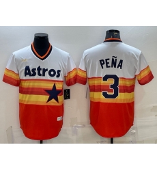 Men Houston Astros 3 Jeremy Pena Orange Rainbow Cool Base Stitched Jersey Men Houston Astros 3 Jeremy Pena Orange Rainbow Cool Base Stitched Jersey