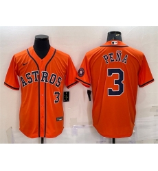 Men Houston Astros 3 Jeremy Pena Orange With Patch Cool Base Stitched Jersey Men Houston Astros 3 Jeremy Pena Orange With Patch Cool Base Stitched Jersey