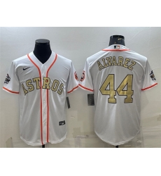 Men Houston Astros 44 Yordan Alvarez White Gold 2022 World Series Stitched Baseball Jersey Men Houston Astros 44 Yordan Alvarez White Gold 2022 World Series Stitched Baseball Jersey