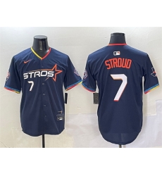 Men Houston Astros 7 C J  Stroud Navy 2025 City Connect With Texas Patch Limited Stitched Baseball Jersey