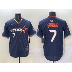 Men Houston Astros 7 C J  Stroud Navy 2025 City Connect With Texas Patch Limited Stitched Baseball Jersey