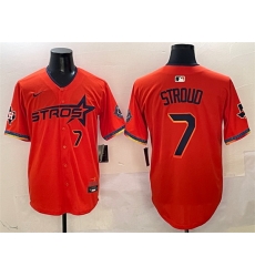 Men Houston Astros 7 C J  Stroud Orange 2025 City Connect With Texas Patch Limited Stitched Baseball Jersey