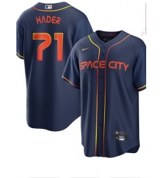 Men Houston Astros 71 Josh Hader 2022 Navy Blue City Connect Cool Base Stitched Jersey Men Houston Astros 71 Josh Hader 2022 Navy Blue City Connect Cool Base Stitched Jersey