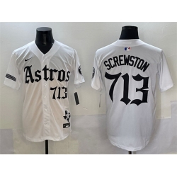 Men Houston Astros 713 Screwston White Gothic  27Houston Born Barrio Raised 27 Limited Stitched Baseball Jersey