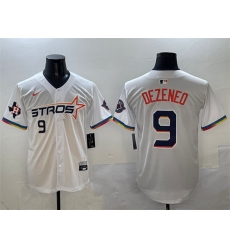Men Houston Astros 9 Zach Dezenzo White 2025 City Connect With Texas Patch Limited Stitched Baseball Jersey