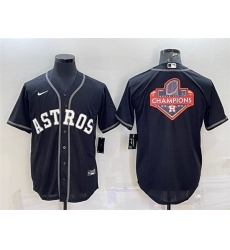 Men Houston Astros Black 2022 World Series Champions Team Big Logo Cool Base Stitched Jersey Men Houston Astros Black 2022 World Series Champions Team Big Logo Cool Base Stitched Jersey