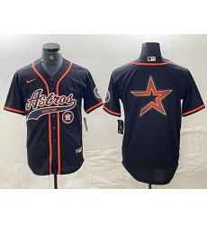 Men Houston Astros Black Team Big Logo With Patch Cool Base Stitched Baseball Jersey 6 Men Houston Astros Black Team Big Logo With Patch Cool Base Stitched Baseball Jersey 6