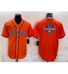 Men Houston Astros Orange 2022 World Series Champions Team Big Logo Cool Base Stitched Jersey Men Houston Astros Orange 2022 World Series Champions Team Big Logo Cool Base Stitched Jersey