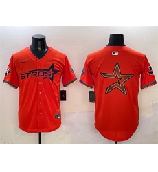 Men Houston Astros Team Big Logo Orange 2025 City Connect With Texas Patch Limited Stitched Baseball Jersey 002