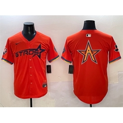 Men Houston Astros Team Big Logo Orange 2025 City Connect With Texas Patch Limited Stitched Baseball Jersey 003