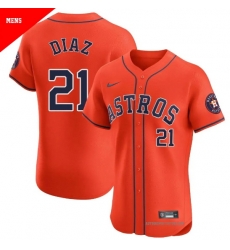 Men Houston Astros Yainer Diaz 21 Orange Flex Base Stitched Limited Jersey