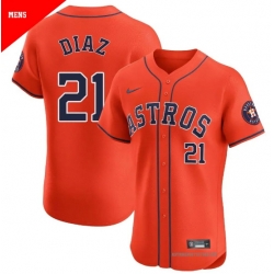Men Houston Astros Yainer Diaz 21 Orange Flex Base Stitched Limited Jersey