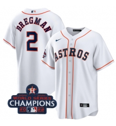 Men's Houston Astros #2 Alex Bregman White 2022 World Series Champions Home Stitched Baseball Jersey Men's Houston Astros #2 Alex Bregman White 2022 World Series Champions Home Stitched Baseball Jersey