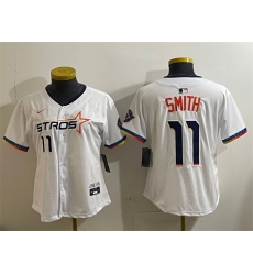 Women Houston Astros 11 Cam Smith White 2025 City Connect Limited Stitched Baseball Jersey Women Houston Astros 11 Cam Smith White 2025 City Connect Limited Stitched Baseball Jersey
