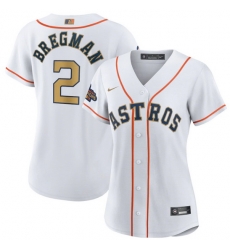 Women Houston Astros 2 Alex Bregman White 2023 Gold Collection With World Serise Champions Patch Stitched Jersey Women Houston Astros 2 Alex Bregman White 2023 Gold Collection With World Serise Champions Patch Stitched Jersey