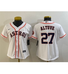 Women Houston Astros 27 Jose Altuve White With Patch Cool Base Stitched Baseball Jersey 1 Women Houston Astros 27 Jose Altuve White With Patch Cool Base Stitched Baseball Jersey 1