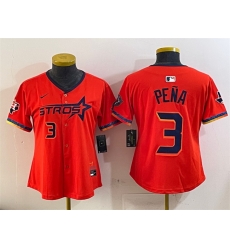 Women Houston Astros 3 Jeremy Pena Orange 2025 City Connect With Texas Patch Limited Stitched Baseball Jersey Women Houston Astros 3 Jeremy Pena Orange 2025 City Connect With Texas Patch Limited Stitched Baseball Jersey