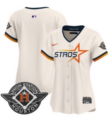 Women Houston Astros Blank Cream 2025 City Connect Limited Stitched Baseball Jersey