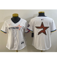 Women Houston Astros Team Big Logo White 2025 City Connect Limited Stitched Baseball Jersey 002