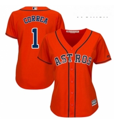 Womens Majestic Houston Astros 1 Carlos Correa Replica Orange Alternate Cool Base MLB Jersey Womens Majestic Houston Astros 1 Carlos Correa Replica Orange Alternate Cool Base MLB Jersey