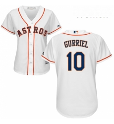Womens Majestic Houston Astros 10 Yuli Gurriel Replica White Home Cool Base MLB Jersey 