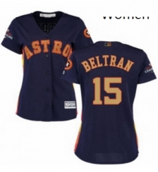 Womens Majestic Houston Astros 15 Carlos Beltran Authentic Navy Blue Alternate 2018 Gold Program Cool Base MLB Jersey Womens Majestic Houston Astros 15 Carlos Beltran Authentic Navy Blue Alternate 2018 Gold Program Cool Base MLB Jersey