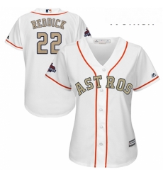 Womens Majestic Houston Astros 22 Josh Reddick Authentic White 2018 Gold Program Cool Base MLB Jersey Womens Majestic Houston Astros 22 Josh Reddick Authentic White 2018 Gold Program Cool Base MLB Jersey