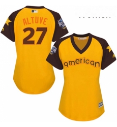 Womens Majestic Houston Astros 27 Jose Altuve Authentic Yellow 2016 All Star American League BP Cool Base MLB Jersey Womens Majestic Houston Astros 27 Jose Altuve Authentic Yellow 2016 All Star American League BP Cool Base MLB Jersey