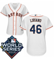 Womens Majestic Houston Astros 46 Francisco Liriano White Home Cool Base Sitched 2019 World Series Patch jersey Womens Majestic Houston Astros 46 Francisco Liriano White Home Cool Base Sitched 2019 World Series Patch jersey