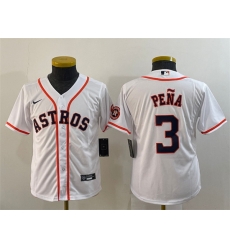 Youth Houston Astros 3 Jeremy Pena White With Patch Cool Base Stitched Jersey Youth Houston Astros 3 Jeremy Pena White With Patch Cool Base Stitched Jersey