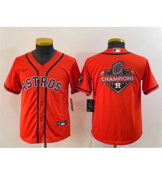 Youth Houston Astros Orange 2022 World Series Champions Team Big Logo With Patch Cool Base Stitched Jersey Youth Houston Astros Orange 2022 World Series Champions Team Big Logo With Patch Cool Base Stitched Jersey