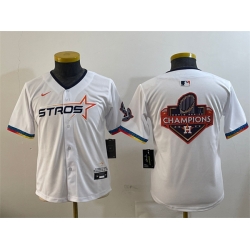 Youth Houston Astros Team Big Logo White 2025 City Connect Limited Stitched Baseball Jersey 001