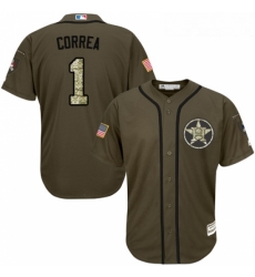 Youth Majestic Houston Astros 1 Carlos Correa Replica Green Salute to Service MLB Jersey Youth Majestic Houston Astros 1 Carlos Correa Replica Green Salute to Service MLB Jersey