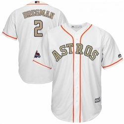 Youth Majestic Houston Astros 2 Alex Bregman Authentic White 2018 Gold Program Cool Base MLB Jersey
