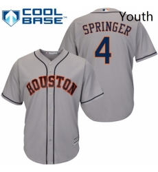 Youth Majestic Houston Astros 4 George Springer Replica Grey Road Cool Base MLB Jersey Youth Majestic Houston Astros 4 George Springer Replica Grey Road Cool Base MLB Jersey