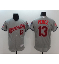 Men Kansas City Royals 13 Perez Grey Elite 2022 MLB Jersey Men Kansas City Royals 13 Perez Grey Elite 2022 MLB Jersey