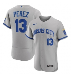 Men Kansas City Royals 13 Salvador Perez Grey Flex Base Stitched Jersey Men Kansas City Royals 13 Salvador Perez Grey Flex Base Stitched Jersey