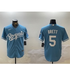 Men Kansas City Royals 5 George Brett Blue Cool Base Stitched Baseball Jersey Men Kansas City Royals 5 George Brett Blue Cool Base Stitched Baseball Jersey