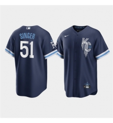 Men Kansas City Royals 51 Brady Singer 2022 Navy City Connect Cool Base Stitched jersey Men Kansas City Royals 51 Brady Singer 2022 Navy City Connect Cool Base Stitched jersey
