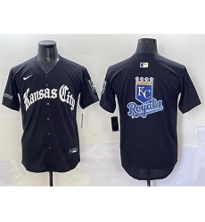Men Kansas City Royals Team Big Logo Black 27Gothic Crown Edition 27 Vapor Premier Limited Stitched Baseball Jersey 1 Men Kansas City Royals Team Big Logo Black 27Gothic Crown Edition 27 Vapor Premier Limited Stitched Baseball Jersey 1