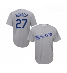 Mens Kansas City Royals 27 Adalberto Mondesi Replica Grey Road Cool Base Baseball Jersey Mens Kansas City Royals 27 Adalberto Mondesi Replica Grey Road Cool Base Baseball Jersey