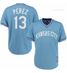 Mens Majestic Kansas City Royals 13 Salvador Perez Authentic Light Blue Cooperstown MLB Jersey Mens Majestic Kansas City Royals 13 Salvador Perez Authentic Light Blue Cooperstown MLB Jersey