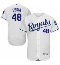 Mens Majestic Kansas City Royals 48 Joakim Soria White Flexbase Authentic Collection MLB Jersey Mens Majestic Kansas City Royals 48 Joakim Soria White Flexbase Authentic Collection MLB Jersey