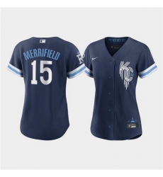 Women Kansas City Royals 15 Whit Merrifield 2022 Navy City Connect Cool Base Stitched Jersey Women Kansas City Royals 15 Whit Merrifield 2022 Navy City Connect Cool Base Stitched Jersey